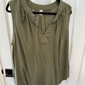 Old Navy Olive Green V-Neck Blouse